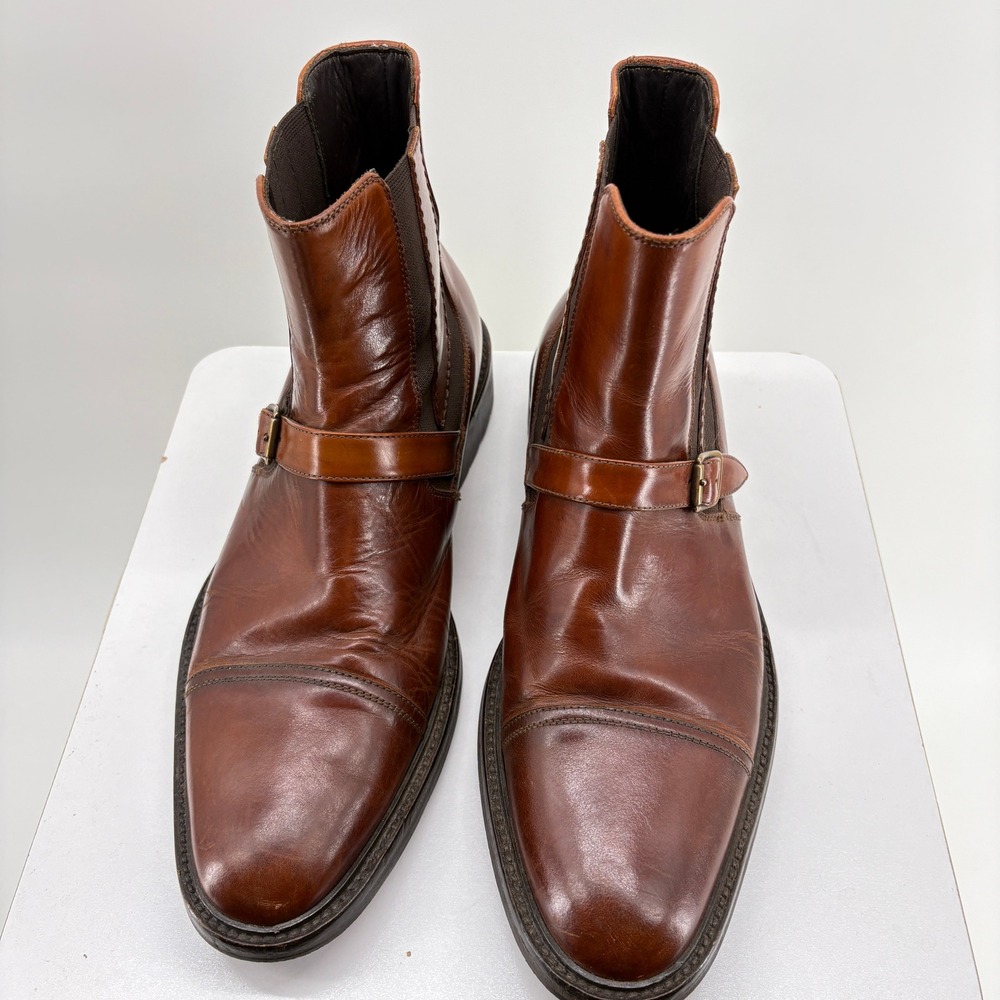 Johnston & Murphy Italy Brown Leather Cap Toe Jodhpur Chelsea Dress Boots 10.5M